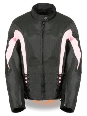 NEXGEN black light pink motorcycle jacket with laced up zip out liner size large
